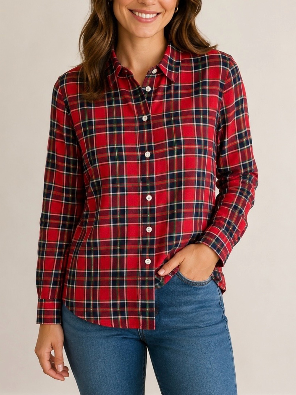 Vineyard Vines Red ‘Party Plaid Cotton Flannel Women’s Button Down’ Size 6